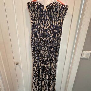 Blue Sequin Strapless Gown